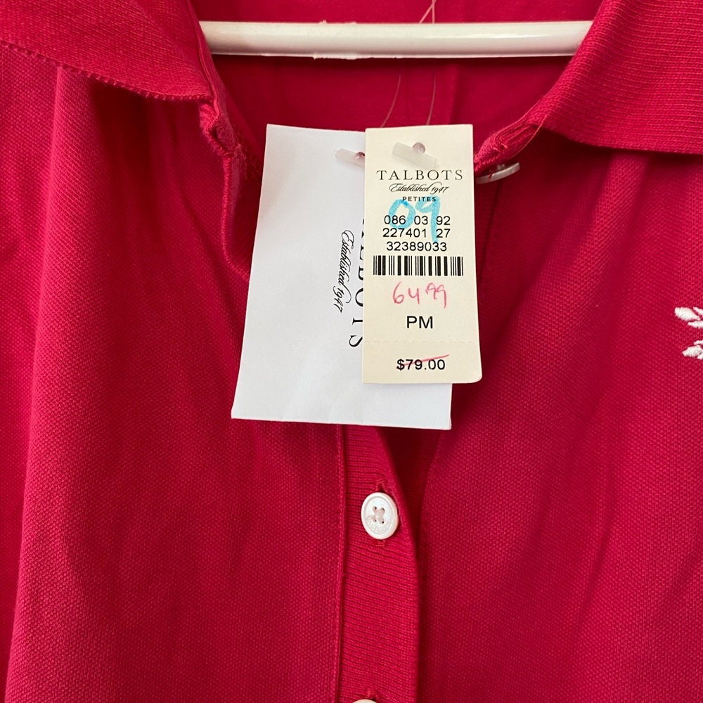 Talbots NEW Fuchsia Polo Maxi Dress Dragonfly Detail, Women’s Sz M Petite - Picture 5 of 9